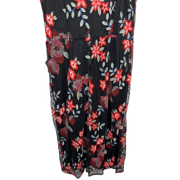 Sam Edelman Black Red Floral Embroidered Sheath Dress Women’s Size 8 - Picture 11 of 12